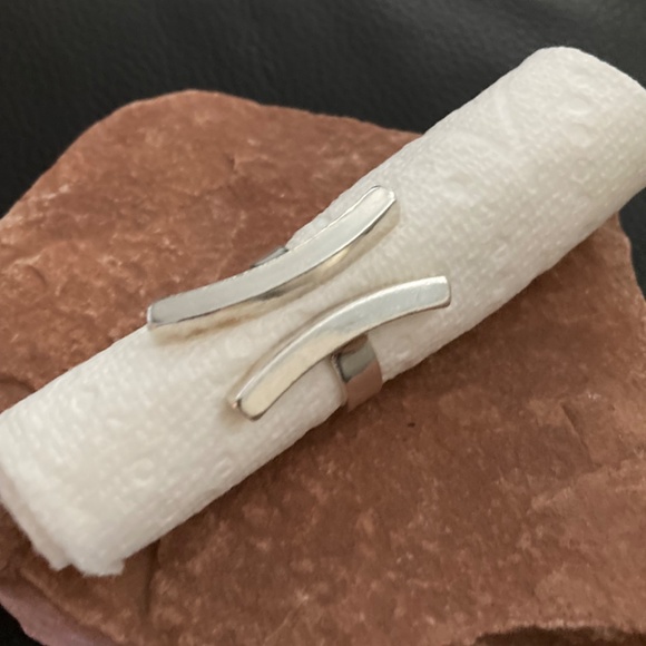 .925 Large Double Bar Sterling Silver Ring - Picture 6 of 14